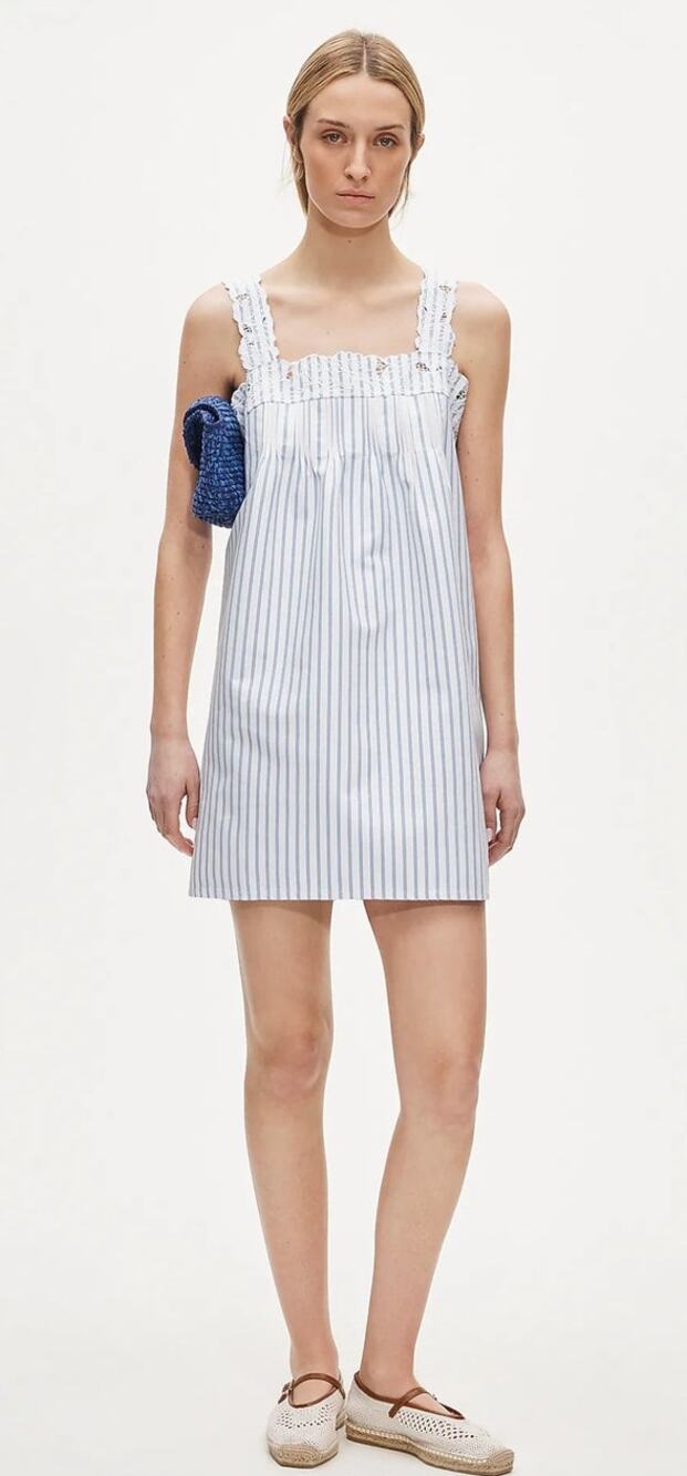 NWT J. Crew Ondine Mini Dress Cotton Poplin Classy Coastal Resort White/Blue XXS